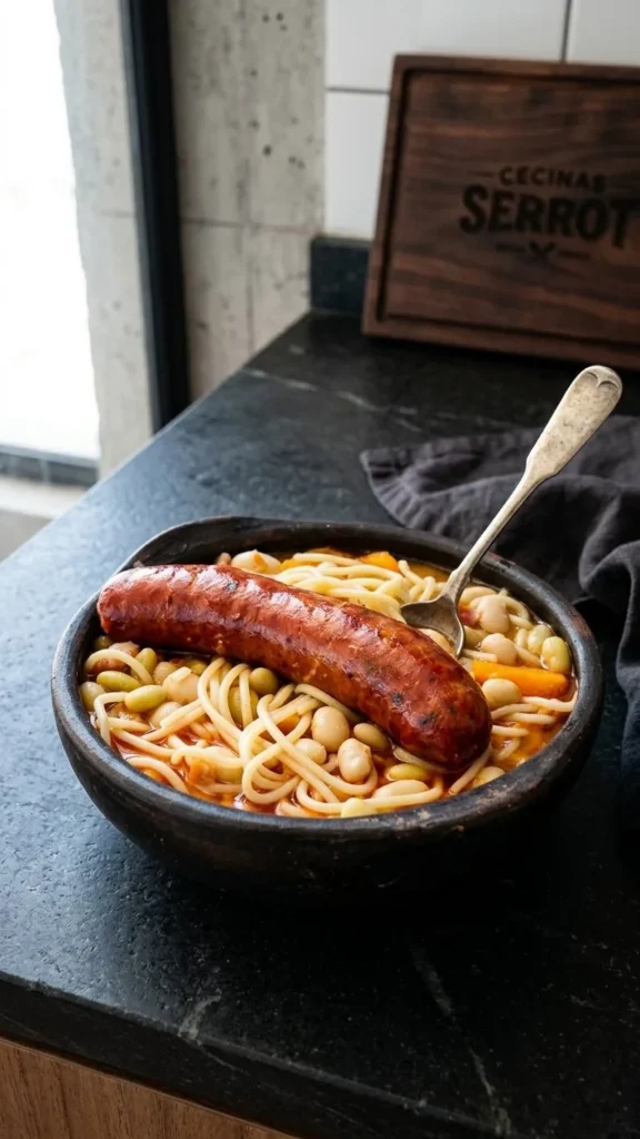Porotos con riendas con longaniza ahumada Cecinas Serrot