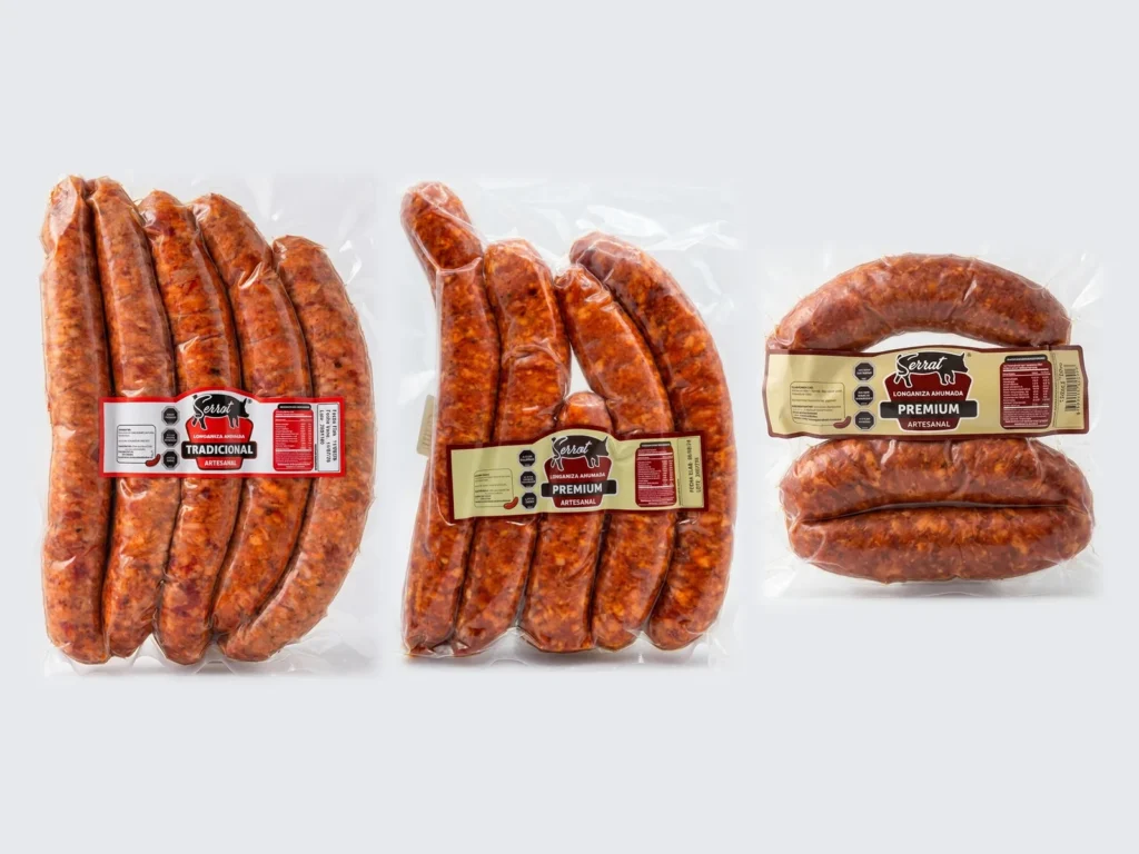 Pack prueba Serrot: longaniza Tradicional, Premium y Premium Merkén en paquetes de 1 kg al vacío