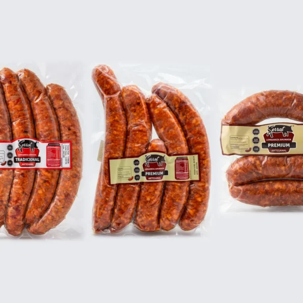 Pack prueba Serrot: longaniza Tradicional, Premium y Premium Merkén en paquetes de 1 kg al vacío